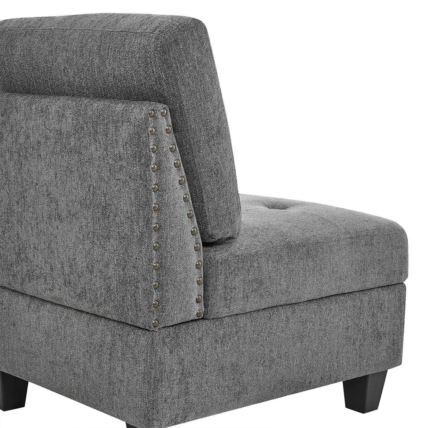 u shape modular sectional sofa includes seven single chair, four corner and one ottoman, grey