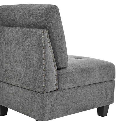 U shape Modular Sectional Sofa includes Seven Single Chair, Four Corner and One Ottoman, Grey