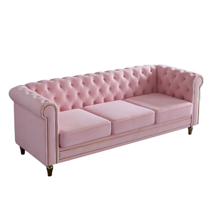 Chesterfield Velvet Sofa, Pink