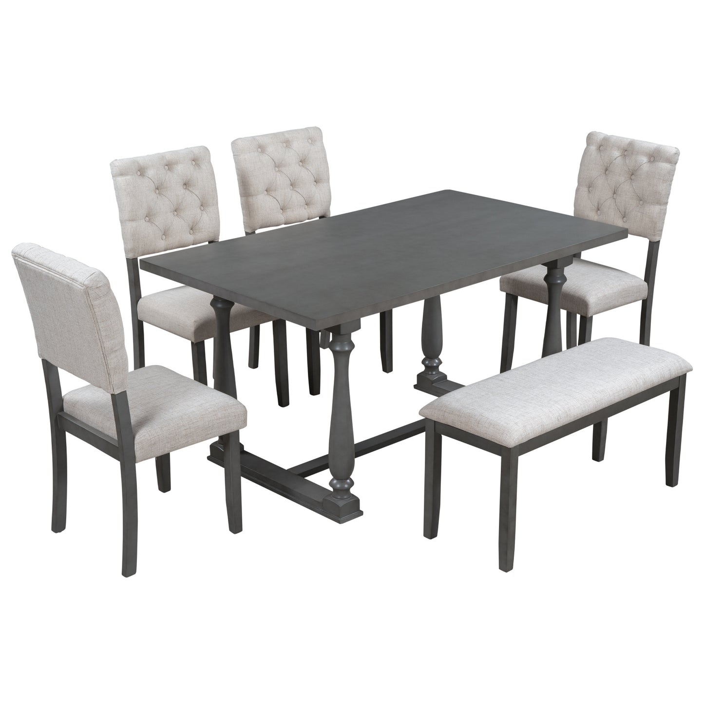 upholstered 6-piece dining table set