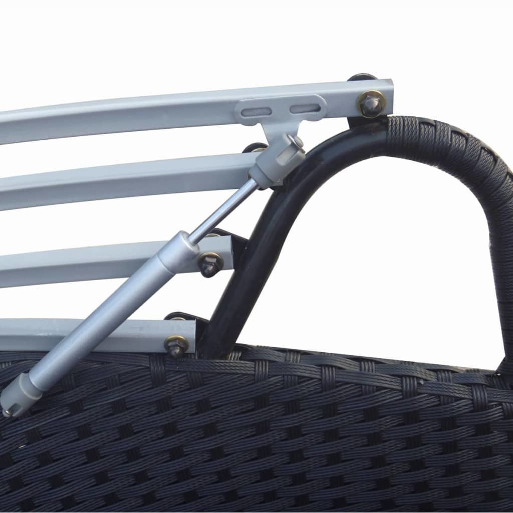 patio lounge bed with canopy poly rattan black
