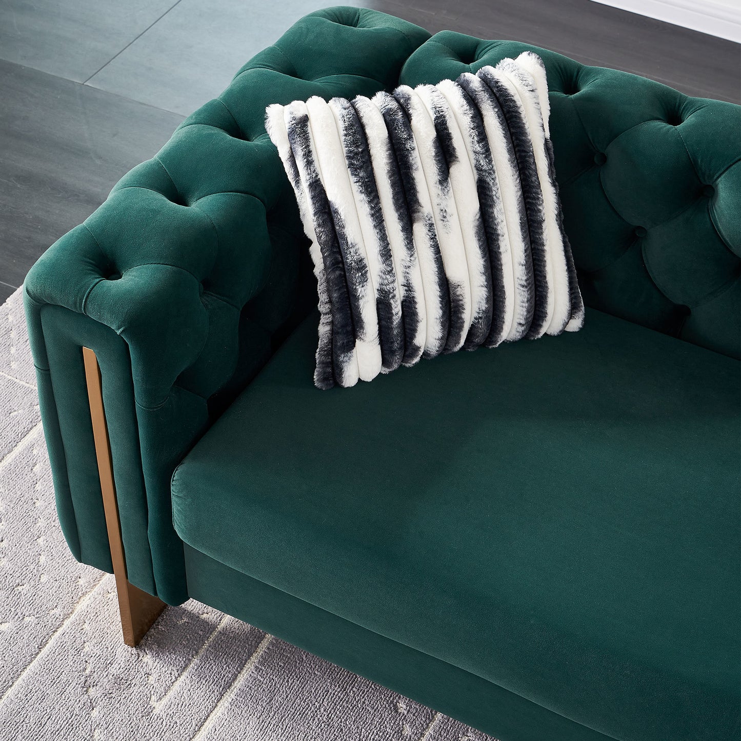 chesterfield modern tufted velvet sofa, green