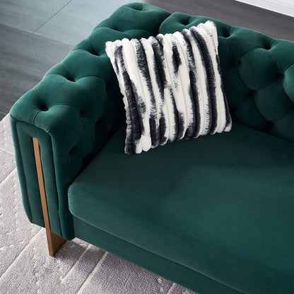 Chesterfield Modern Tufted Velvet Sofa, Green