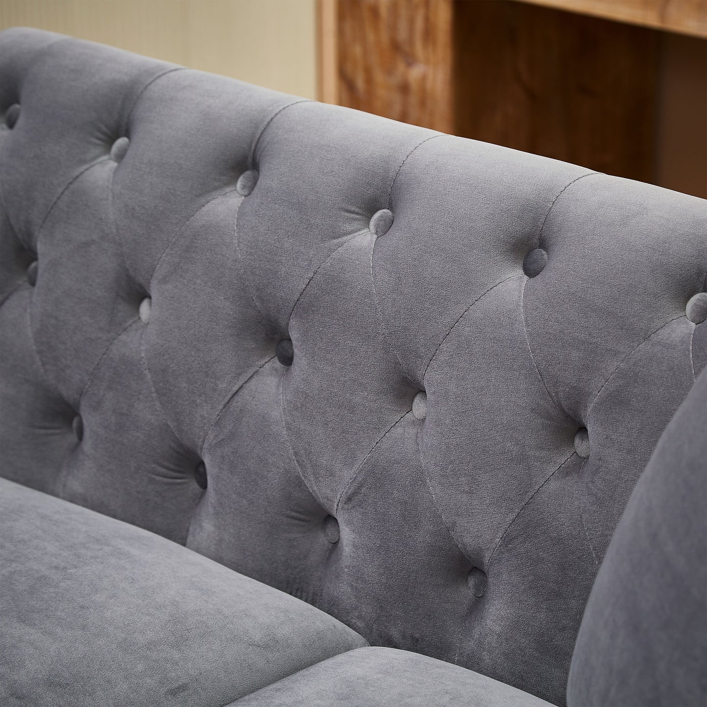 5-seater corner sectional with 3 pillows, grey