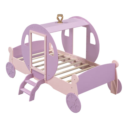 Princess Carriage Bed with Crown, Purple+Pink