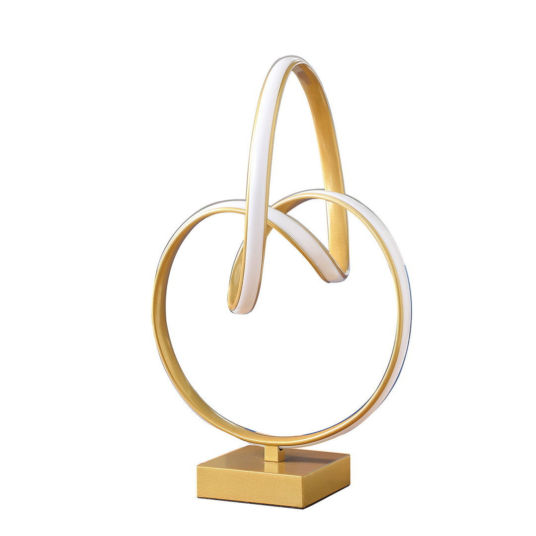 19" in abstract infinity matte gold modern table lamp