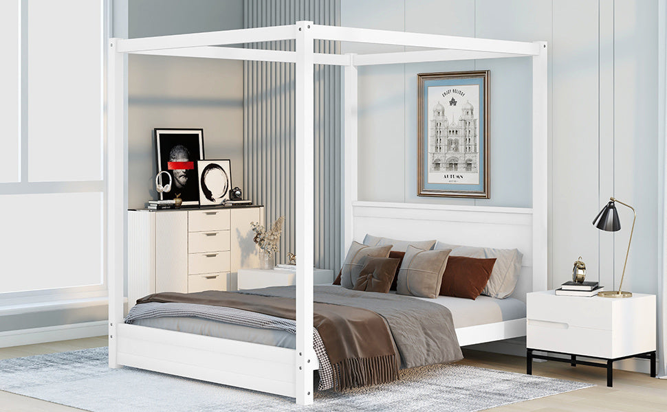 modern canopy platform bed with headboard