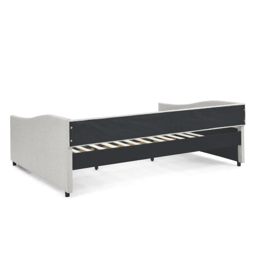 morgan queen size daybed with drawers upholstered tufted sofa bed, beige