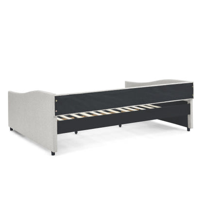 Morgan Queen Size Daybed with Drawers Upholstered Tufted Sofa Bed, Beige