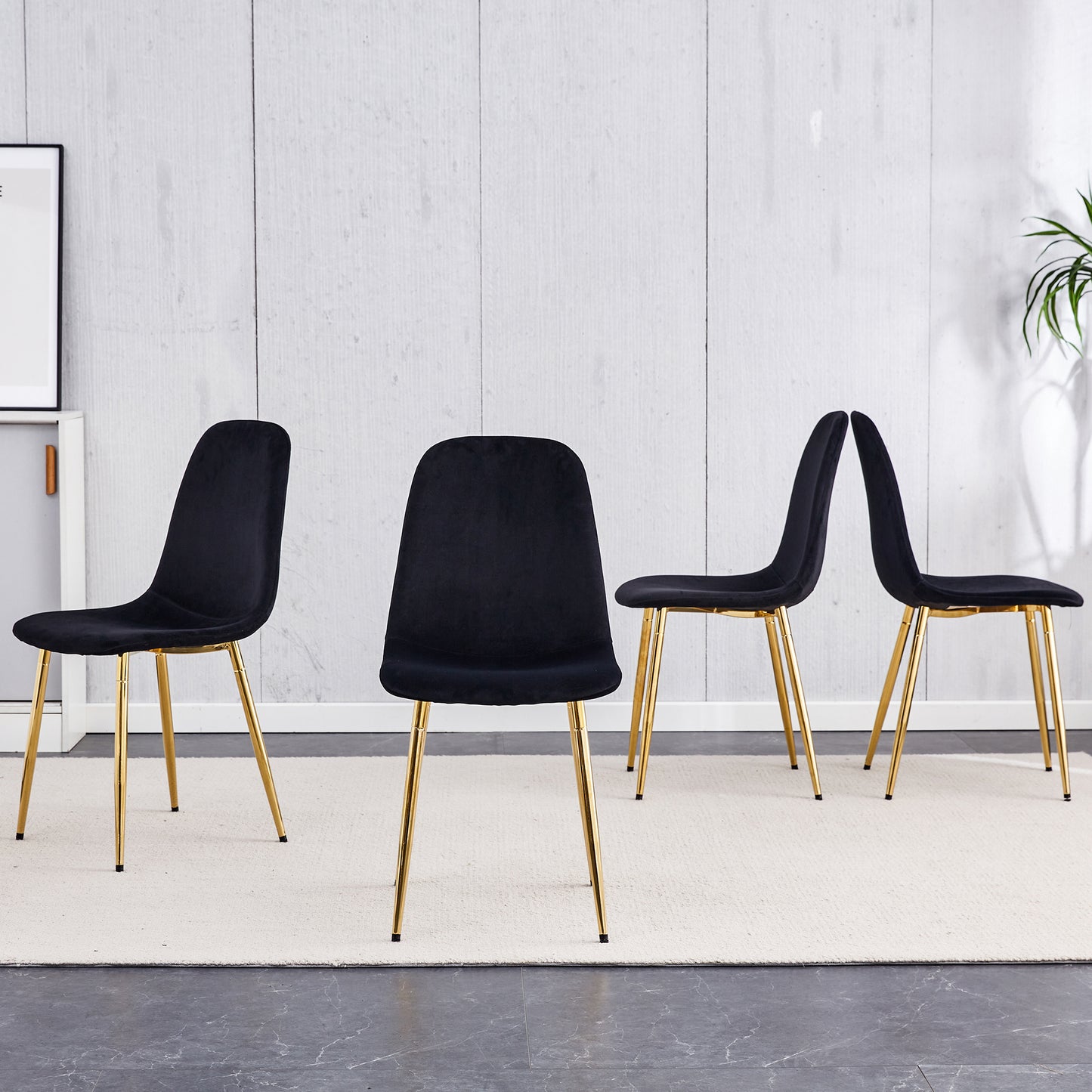 zara dining chairs set of 4, soft velvet black