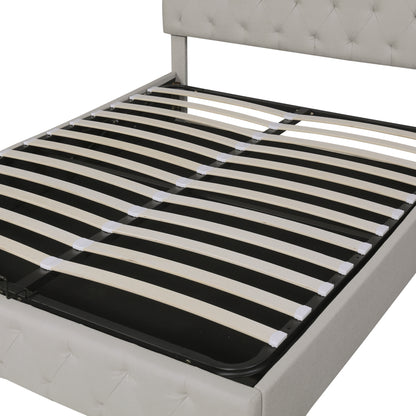 Upholstered Bed Featured with Bluetooth Audio, LED Light and USB Charging, Beige