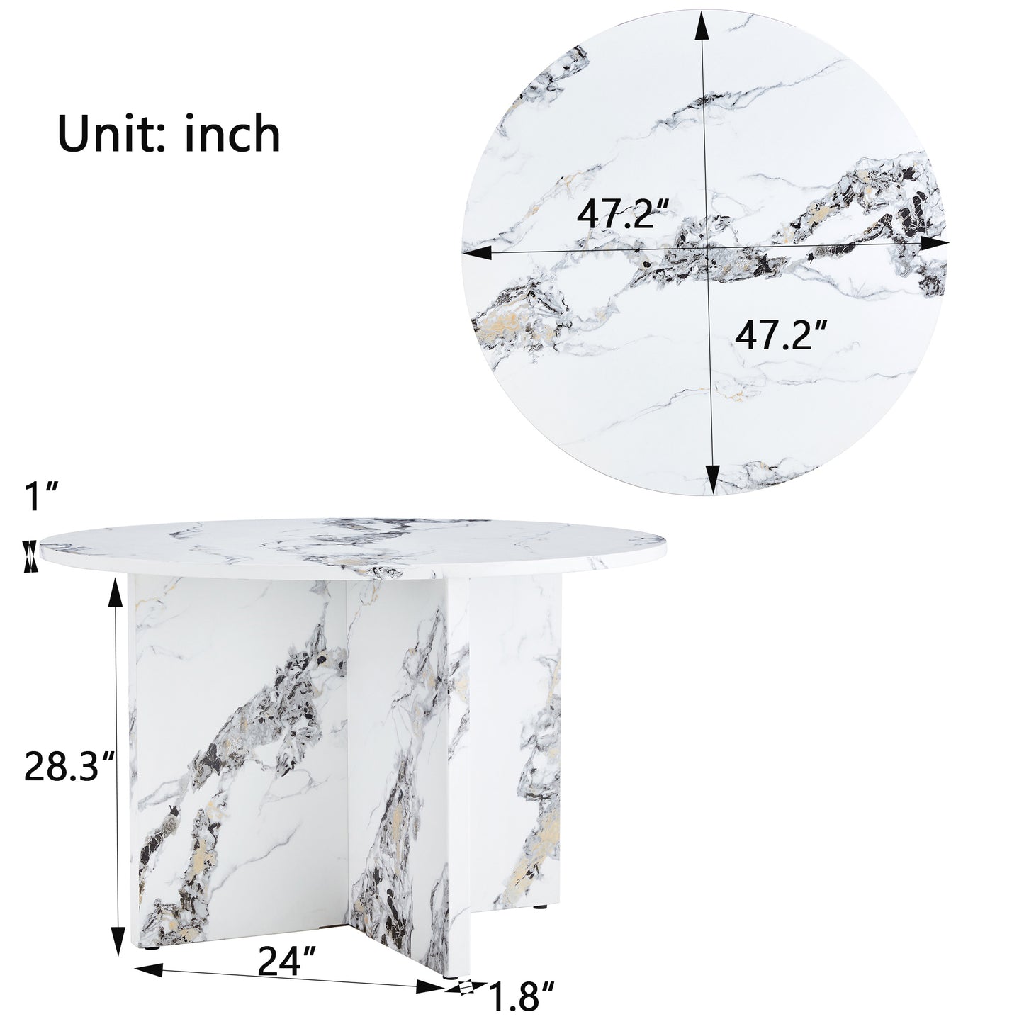faux marble round dining table