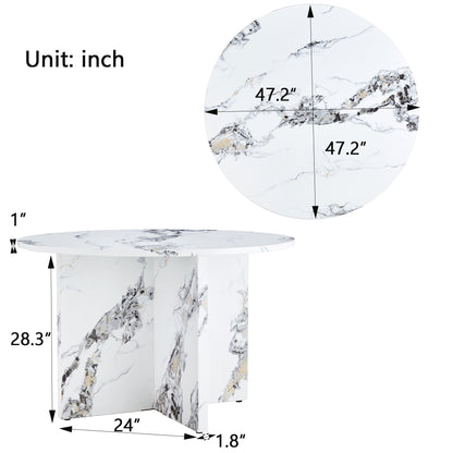 Faux Marble Round Dining Table
