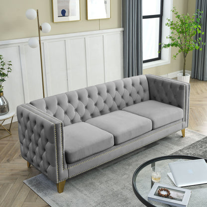 Sara Velvet Sofa, Grey Velvet