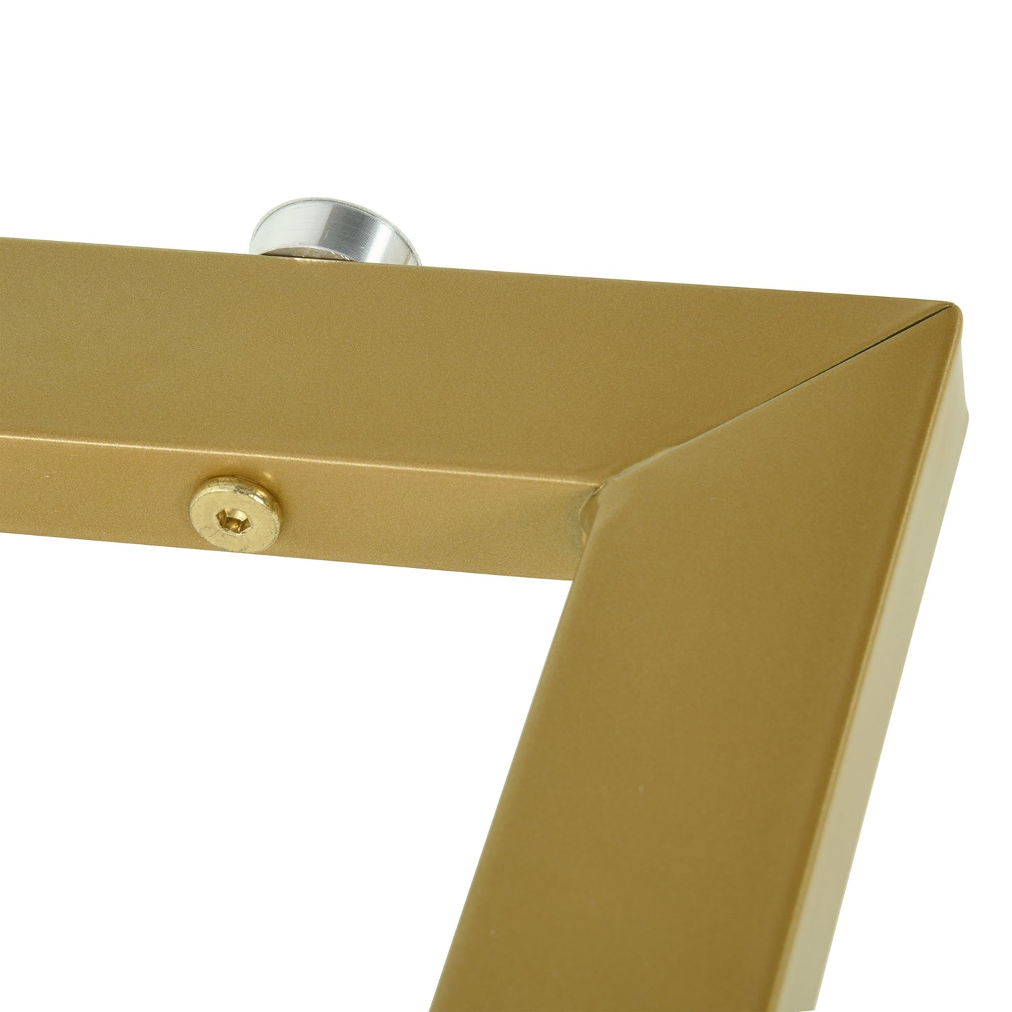 55.11'' iron dining table with tempered glass top, clear & gold