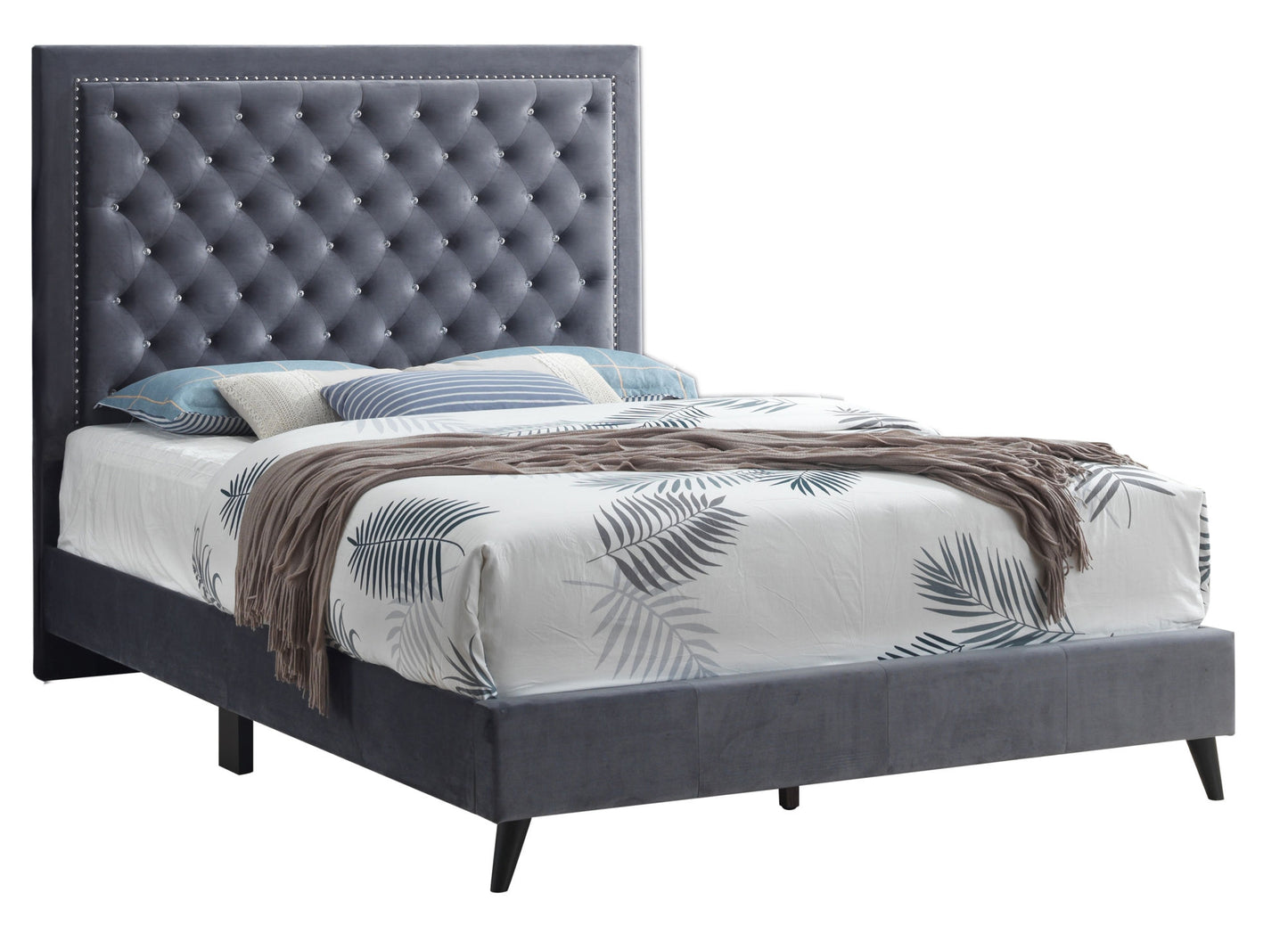 alba upholstered bed, grey