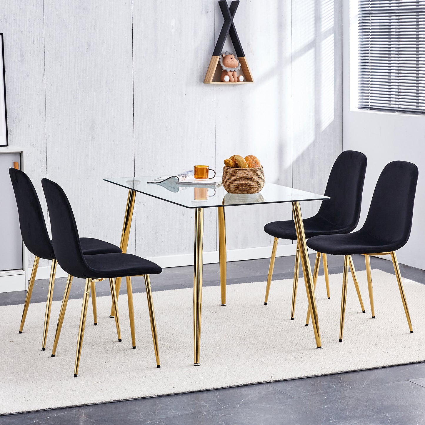 zara dining chairs set of 4, soft velvet black