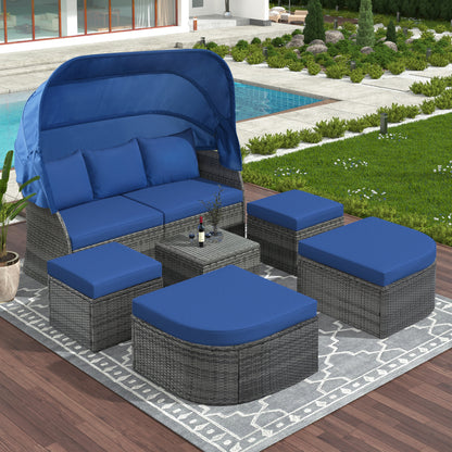 Daybed/Sunbed with Retractable Canopy Set