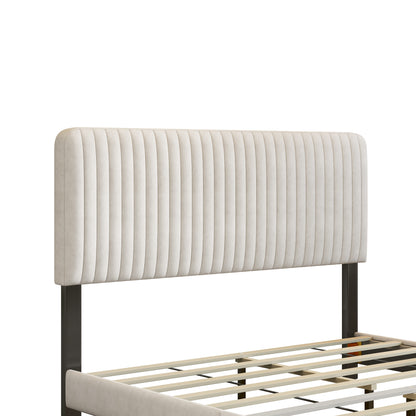 Emily Upholstered Platform Bed,Beige