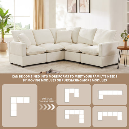 Chenille Sectional Couch Set with 2 Pillows Included