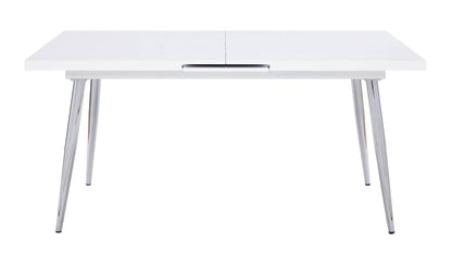 ACME Weizor Dining Table, White High Gloss & Chrome
