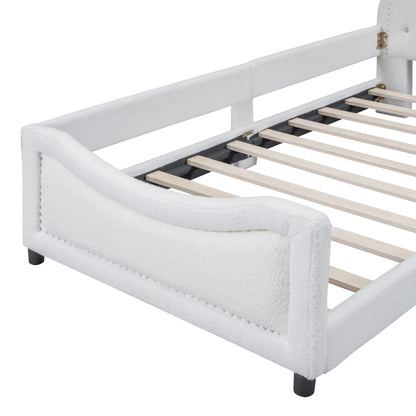 Teddy Fleece Twin Size Upholstered Daybed with OX Horn Shaped