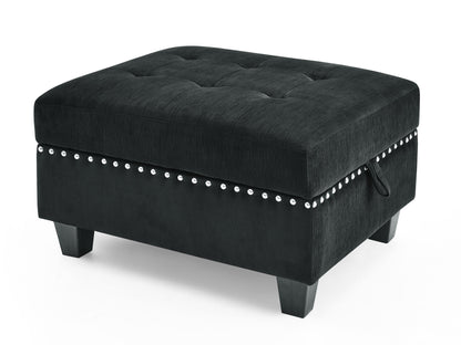 Rene U shape Modular Sectional Sofa, Black Velvet