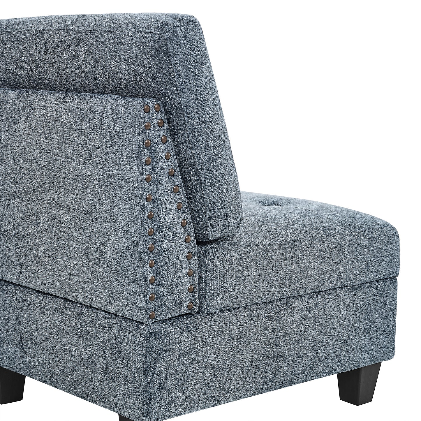l shape modular sectional sofa includes 2 ottomans, navy blue