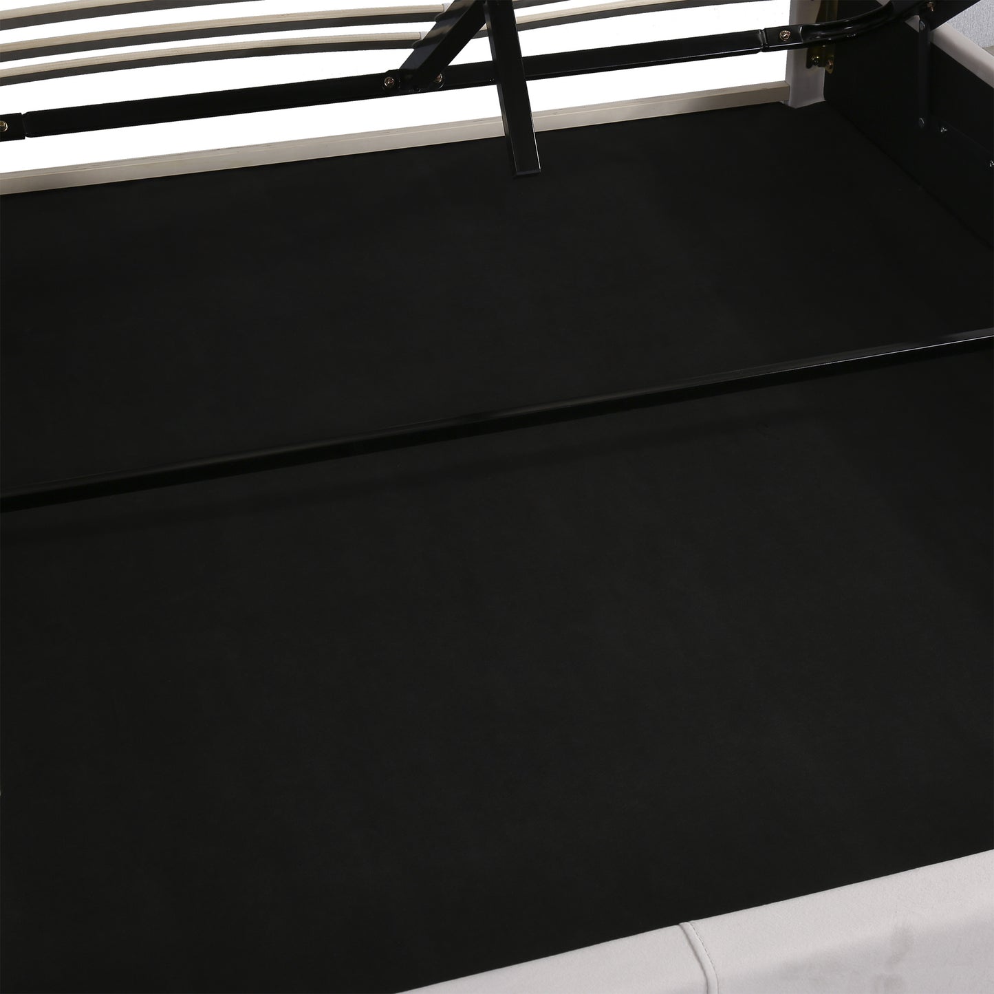 velvet upholstered hydraulic storage bed with led light, bluetooth player, and usb charging