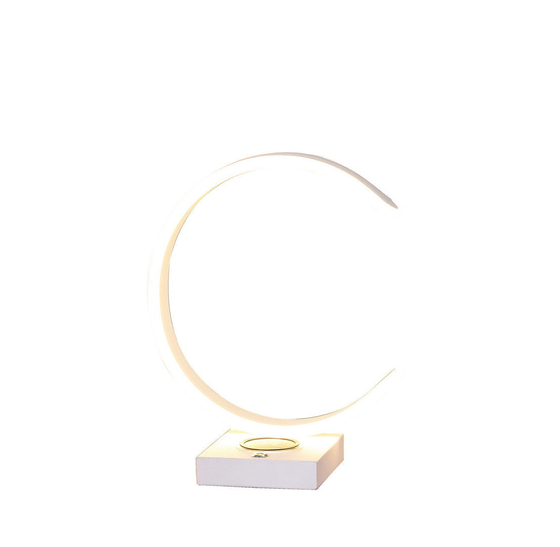 13.5" c shape led w/ usb / wireless charger port table lamp