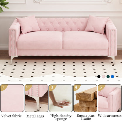 Morgan Sofa includes 2 pillows, Pink Velvet