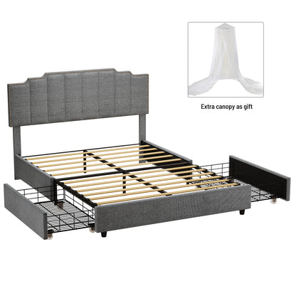 Judy Upholstered Platform Bed Frame with 2 Drawers