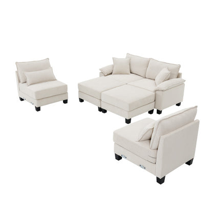 Emily U Shaped Couch with Armrest Bags