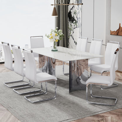 Zara Marble Dining Table, Silver