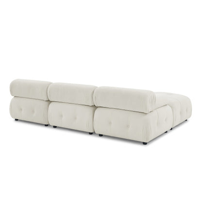 Button Tufted Modular Sectional Sofa, Navy Velvet