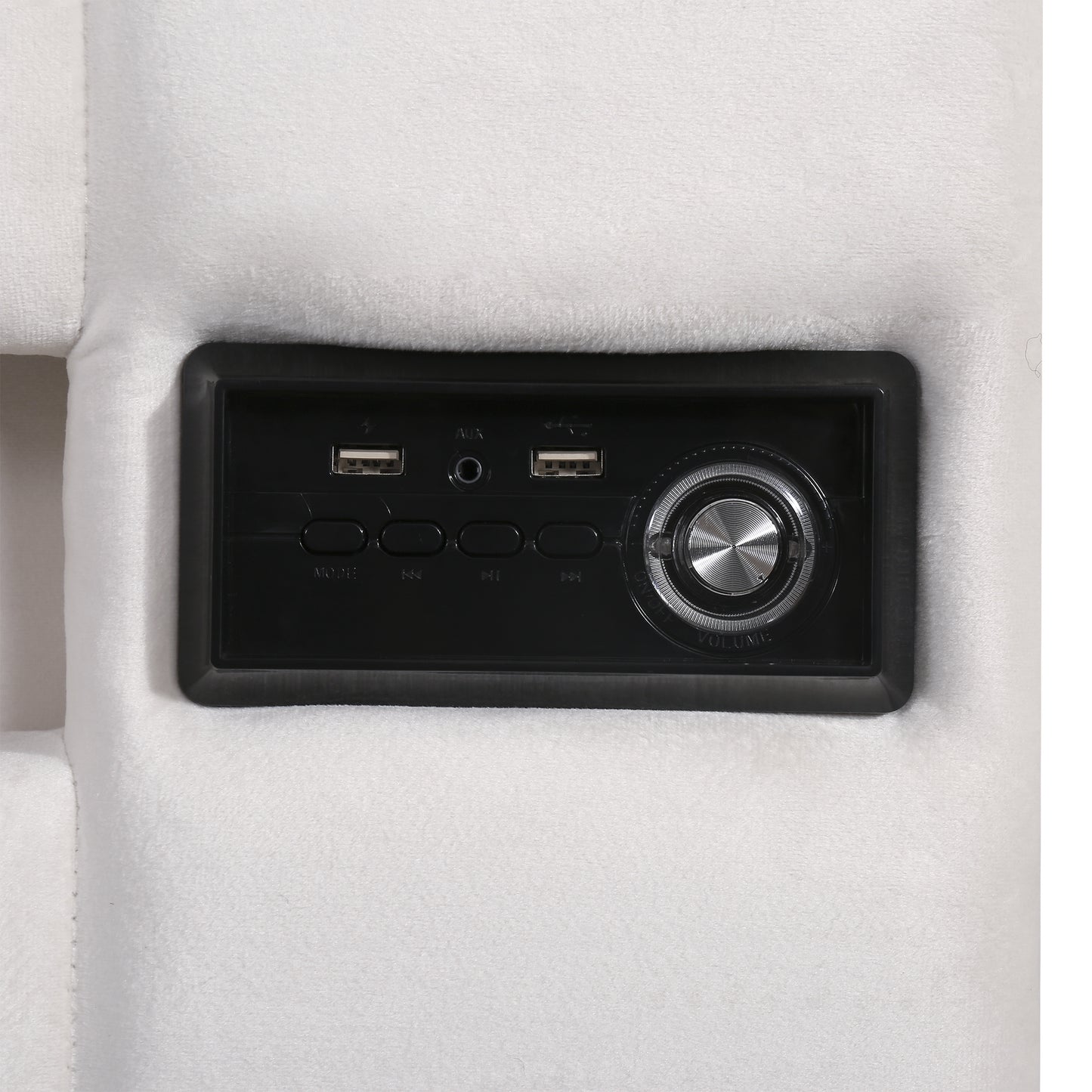 velvet upholstered hydraulic storage bed with led light, bluetooth player, and usb charging