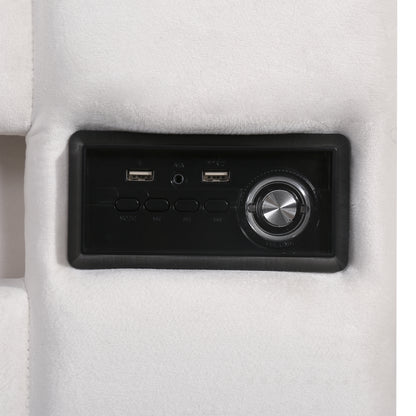 Velvet Upholstered Hydraulic Storage Bed with LED light, Bluetooth Player, and USB Charging