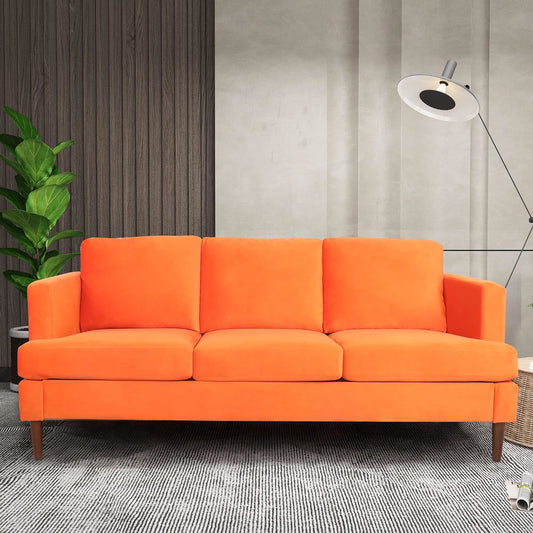 Velvet Tufted Couch, Orange