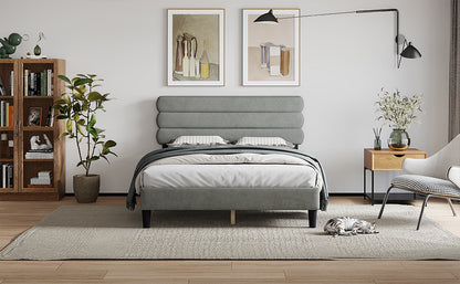 Rudy Queen Bed Frame with Headboard, Grey
