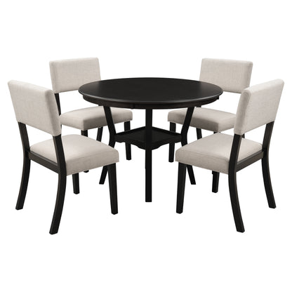 5-Piece Kitchen Dining Table Set, Espresso
