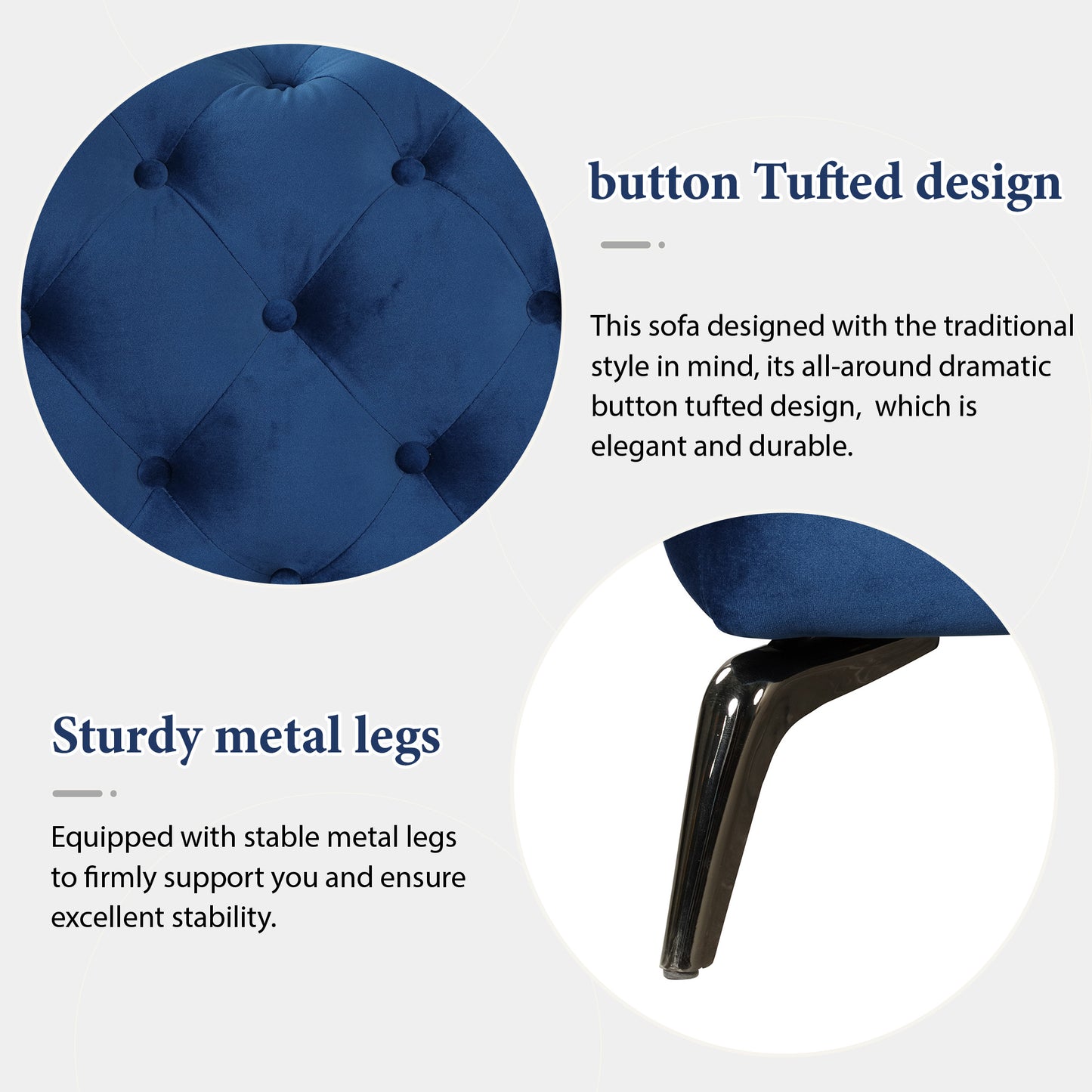 sara velvet upholstered sofa blue