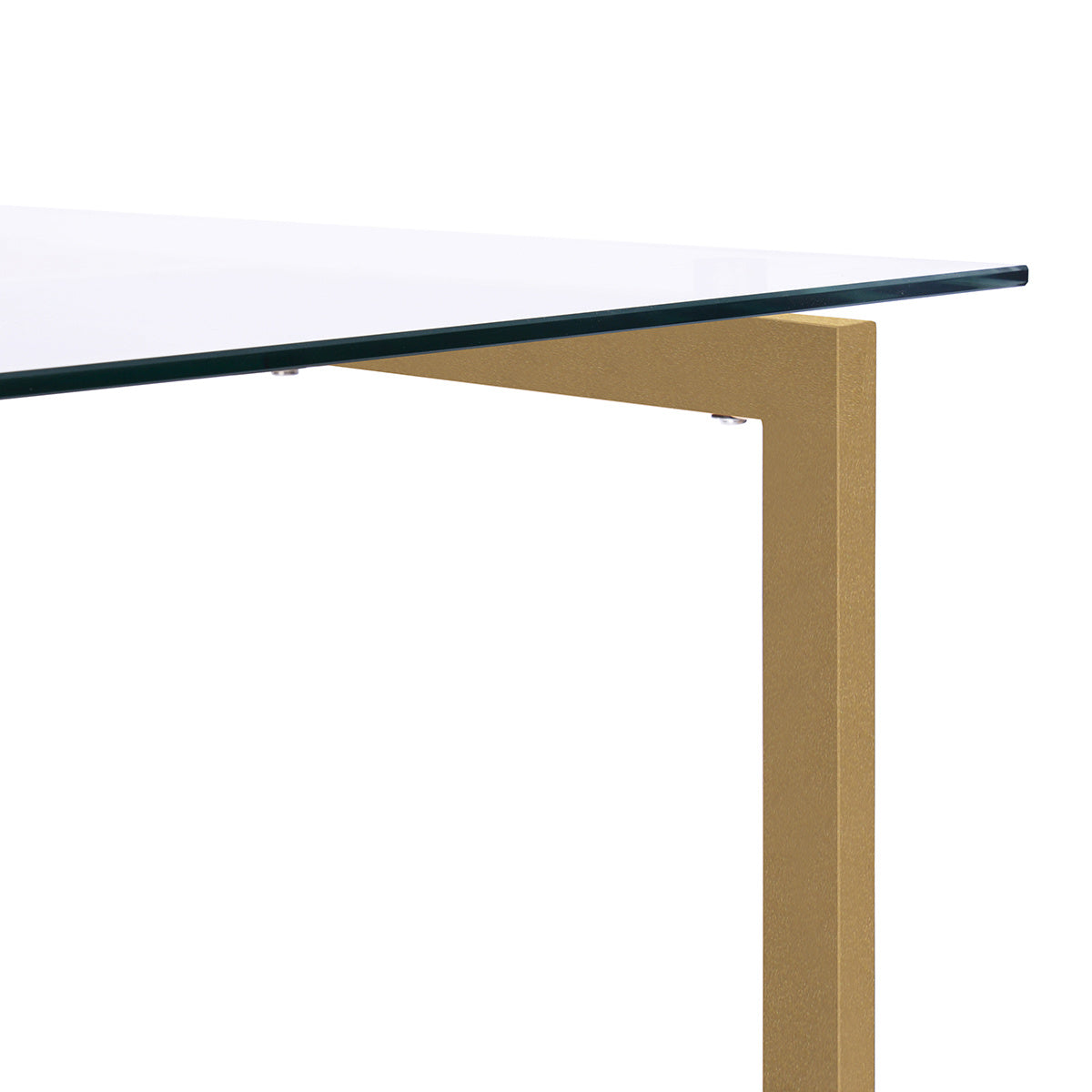 47'' iron dining table with tempered glass top; clear