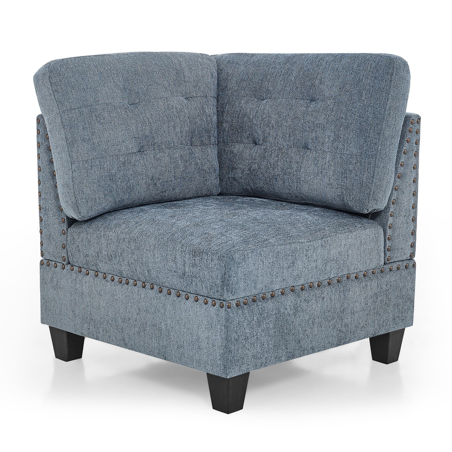l shape modular sectional sofa includes 2 ottomans, navy blue