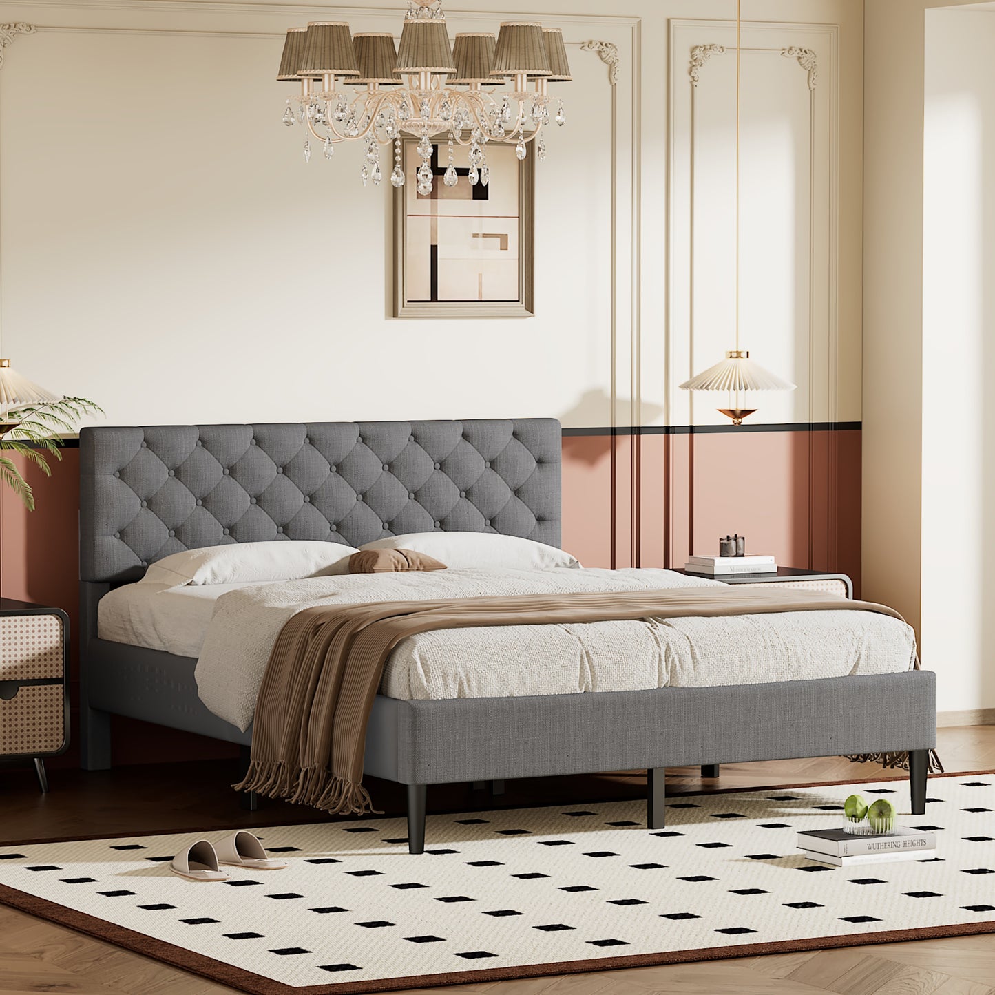 sammie upholstered linen platform bed
