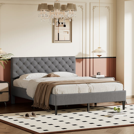 Sammie Upholstered Linen Platform Bed