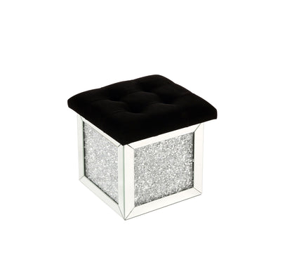 ACME Noralie OTTOMAN W/STORAGE Mirrored & Faux Diamonds
