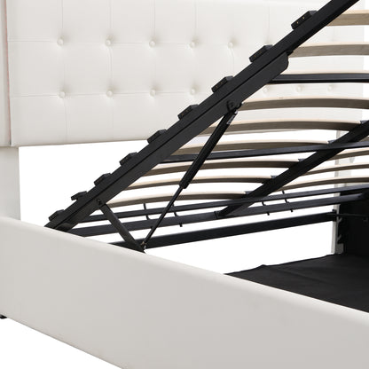 Tufted Upholstered Platform Bed with Hydraulic Storage System & PU Storage Bed with LED Lights