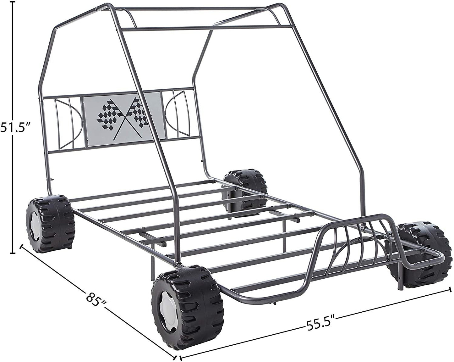 acme xander twin bed in gunmetal go kart
