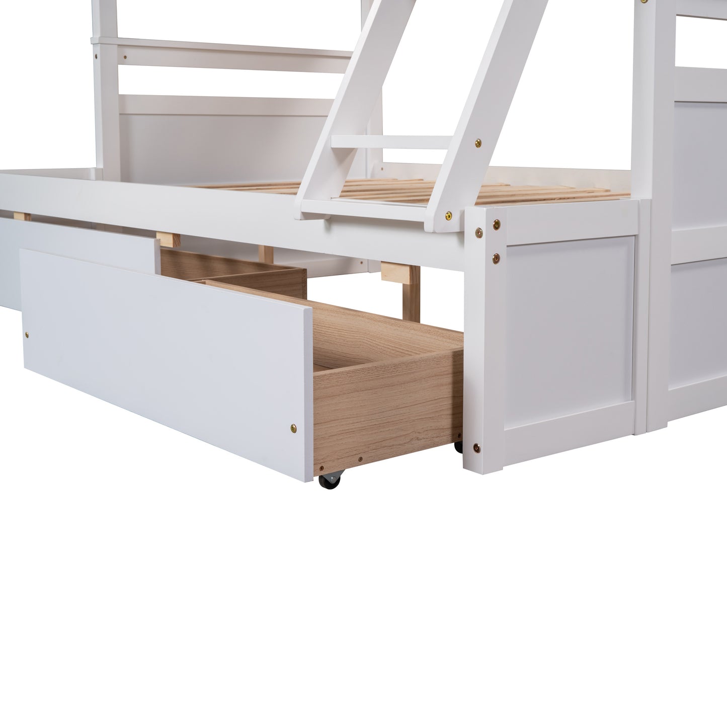 twin over full bunk bed with storage - white
