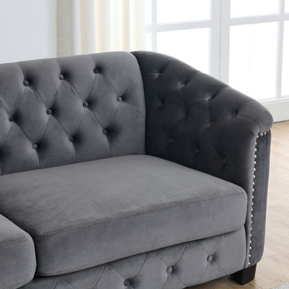 3-seater + 3-seater Combination Sofa, Velvet Grey